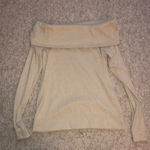 Loft Gold Sparkly off the shoulder Sweater